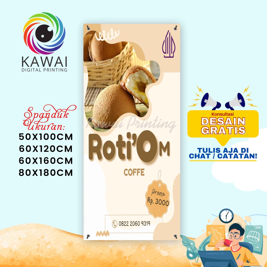 Jual Spanduk Banner MMT Kedai Roti Coklat Ukuran 60x160 | Shopee Indonesia