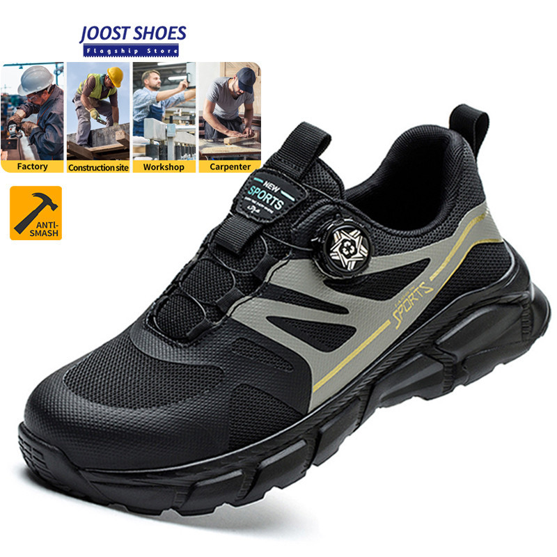 Men's Anti Smash Anti Puncture Work Warm Thickened Lace-up Safety Shoes
