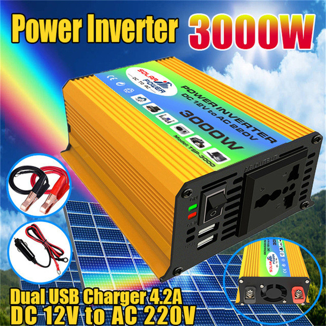 Jual 3000W Mobil Inverter Modified Sine Wave 12V Ke 220V Dual USB ...