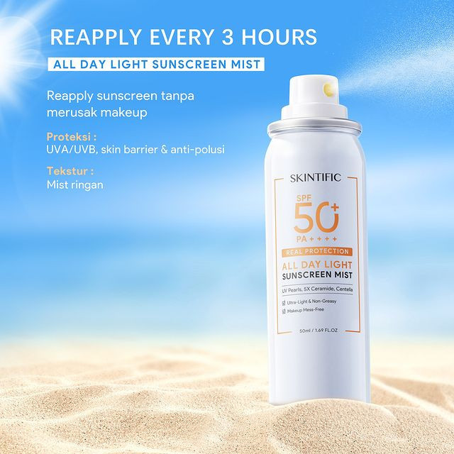 Jual SKINTIFIC All Day Light Sunscreen Mist SPF50 PA++++ 50ml ...