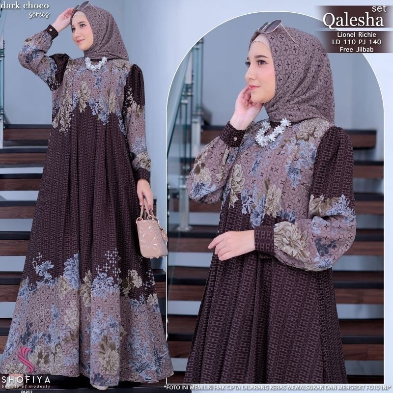 Jual Promo Sale Qalesha Gamis Set Hijab By Shofiya Gamis Silk Premium Dress Mewah Gamis Lebaran