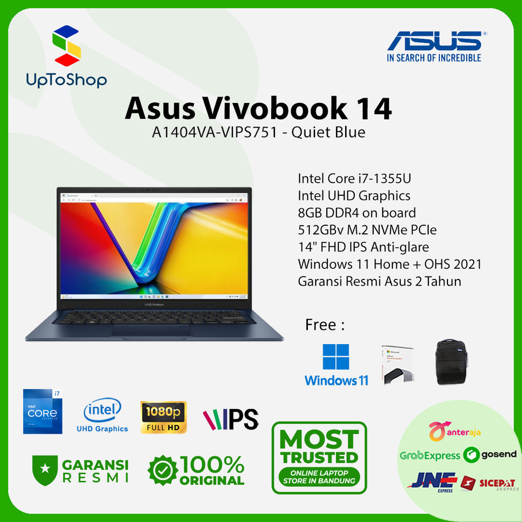 Jual Asus Vivobook 14 A1404VA-VIPS751 Core I7-1355U 8GB 512GB 14" W11 ...