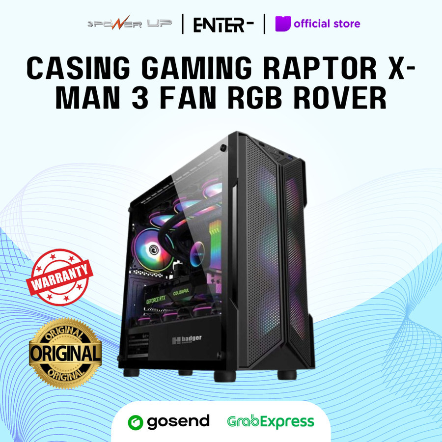 Jual Casing Gaming RAPTOR X-MAN - include 3 FAN RGB ROVER | Shopee ...