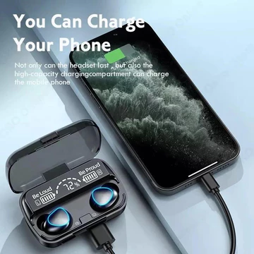 M10 Headset Tws Bluetooth Full Bass Stereo 3500Mah Power Bank Wireless Earphone