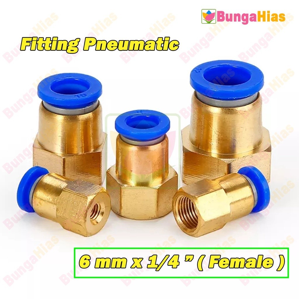 Jual Fitting Pneumatic Mm X Female Drat Slip Lock Konektor Lurus Selang Mm Pu Pe Fu