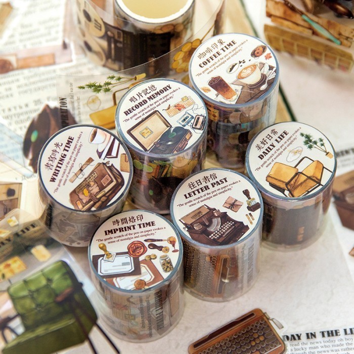 Jual 1 Roll Washi Tape Selotip VINTAGE DAILY JOURNAL Scrapbook PET ...