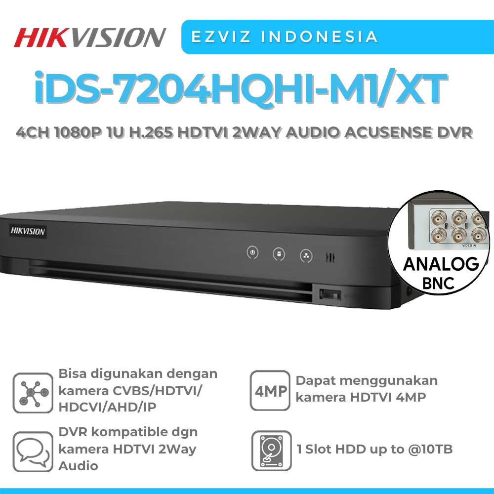 Jual HIKVISION IDS-7204HQHI-M1/XT 4CH 1080P 1U H.265 HDTVI 2WAY AUDIO ...