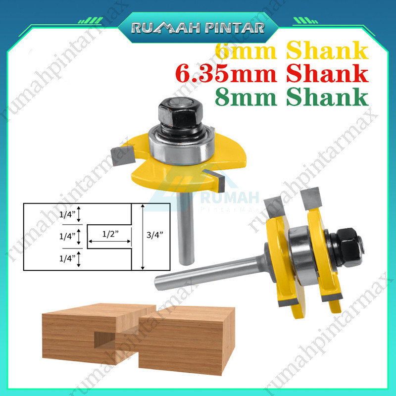 Jual 1/4 mata router profil sambungan kayu panel pintu slot set Tongue ...