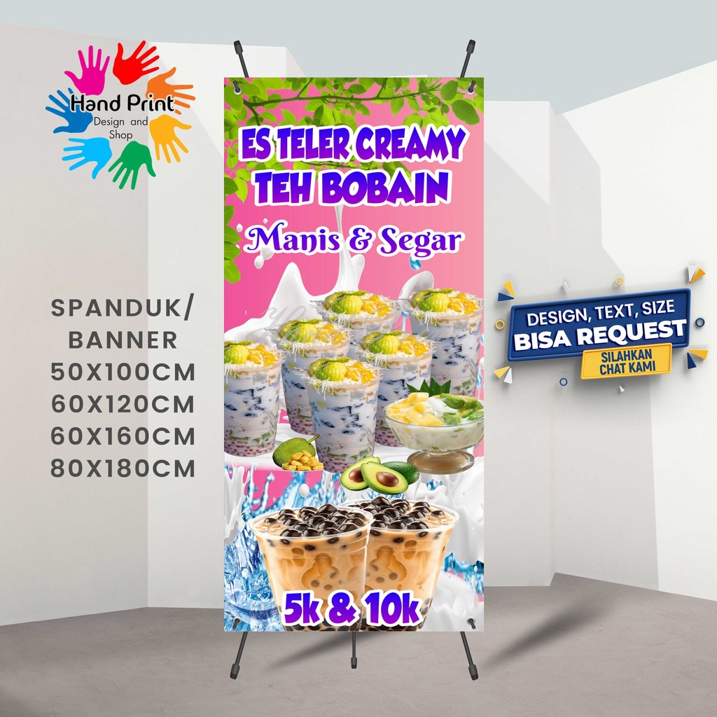 Jual Cetak Spanduk Banner Es Teler Creamy & Es Teh Bobain Segar MMT ...