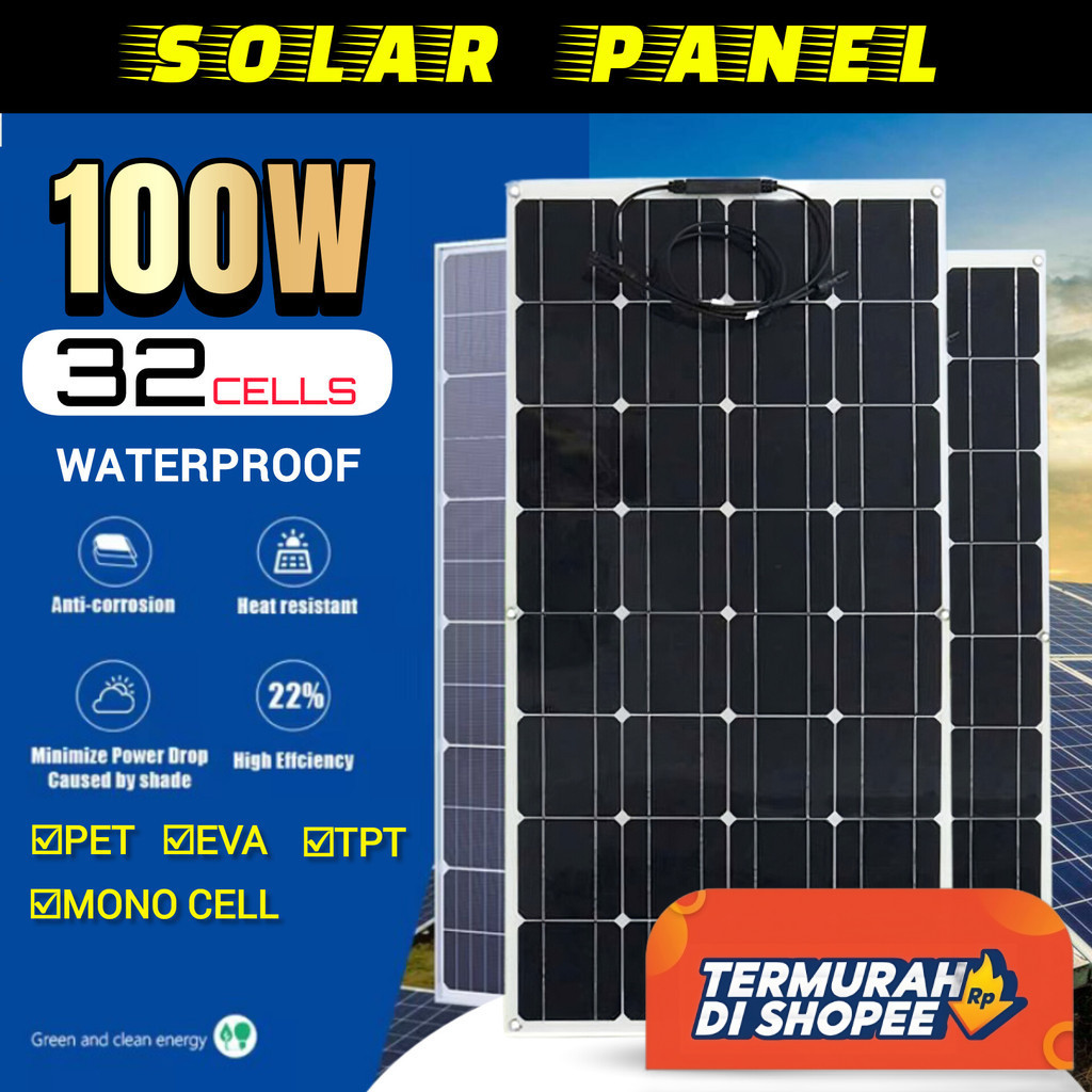 Jual Solar Panel 100Watt Waterproof Flexible Support Dengan Controller ...