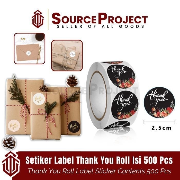 Jual Stiker Sticker Setiker Label Thank You Roll Isi 500 Pcs Aesthetic ...
