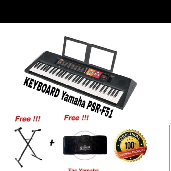 Jual KEYBOARD YAMAHA PSR F51/PSR F 51 PLUS TAS DAN STAND ORIGINAL