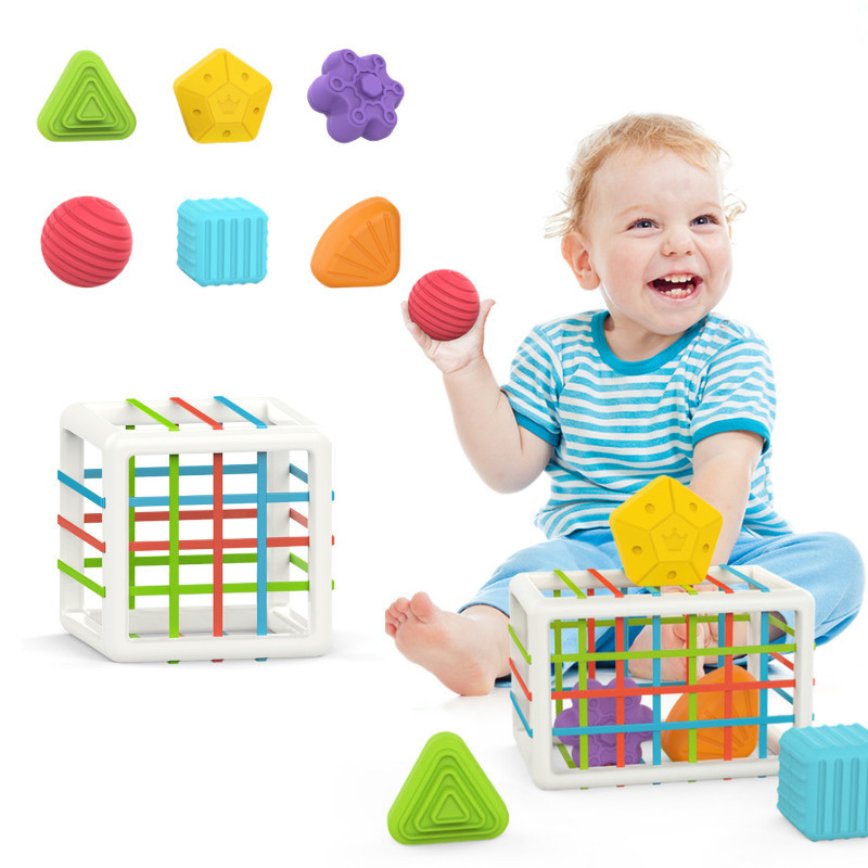 View of Jual Montessori Colorful Shape Blocks Sorting Game Baby Motor Skill ...