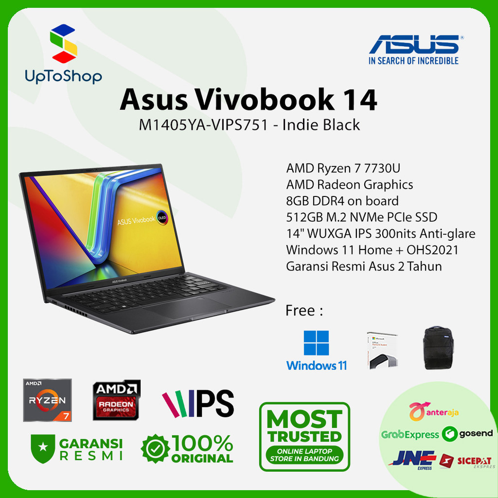 Jual Asus Vivobook 14 M1405YA-VIPS751 Ryzen 7 7730U 16GB 512GB 14