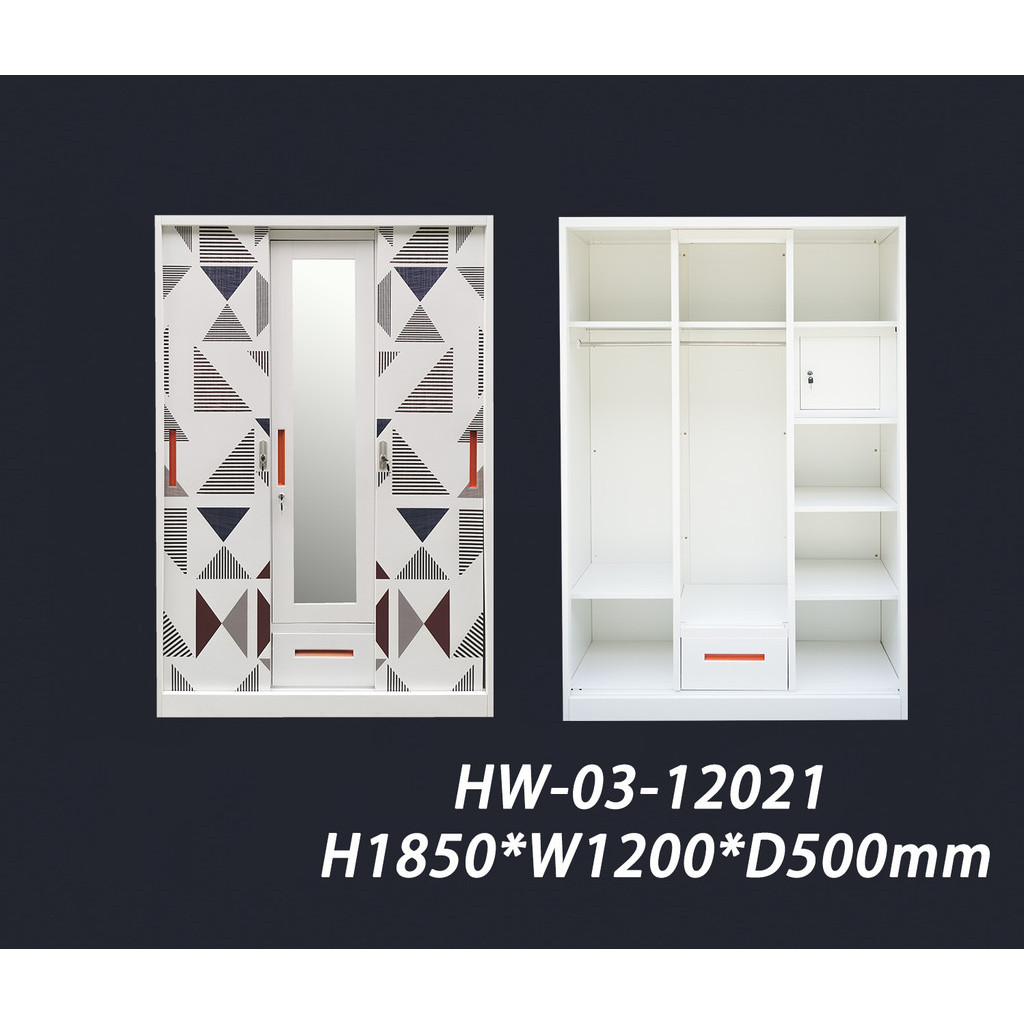 Jual Lemari Pakaian / Lemari Baju Wardrobe Sliding Door Tiga Pintu Besi ...