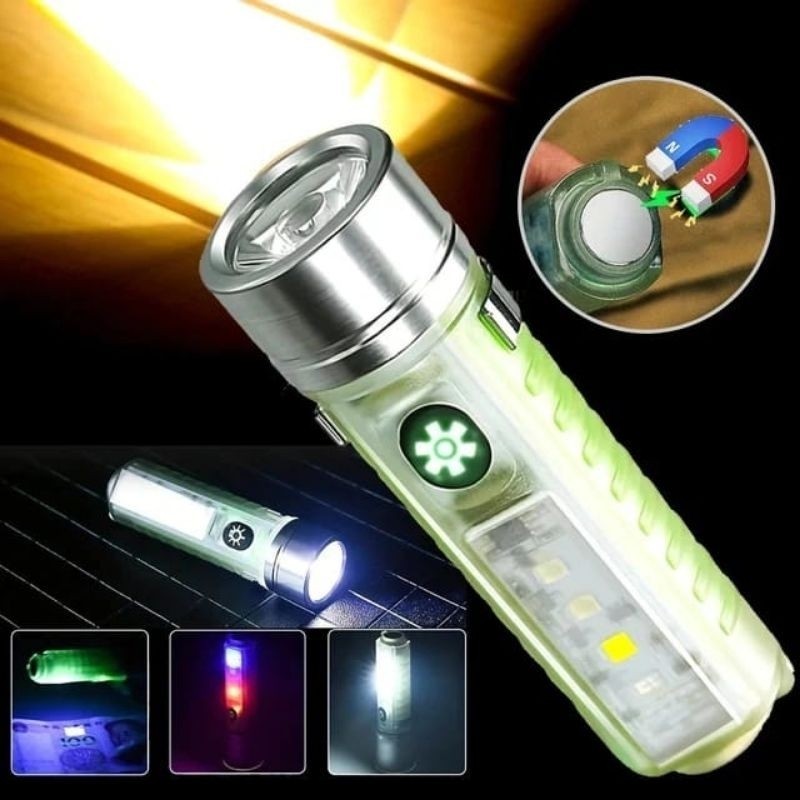 Jual GG [FREE BOX] SENTER MINI TRANSPARAN 6 MODE CAHAYA SUPER TERANG ...