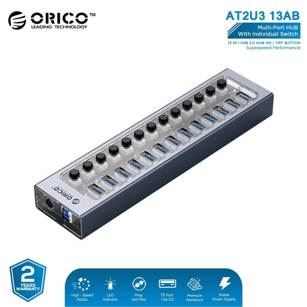 ORICO AT2U3-13AB Multi-Port Hub With Individual Switches