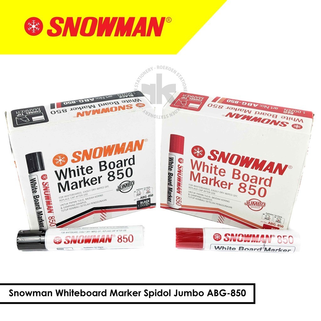 Jual Snowman Whiteboard Marker Spidol Jumbo Merah ABG-850 Red (Chisel ...