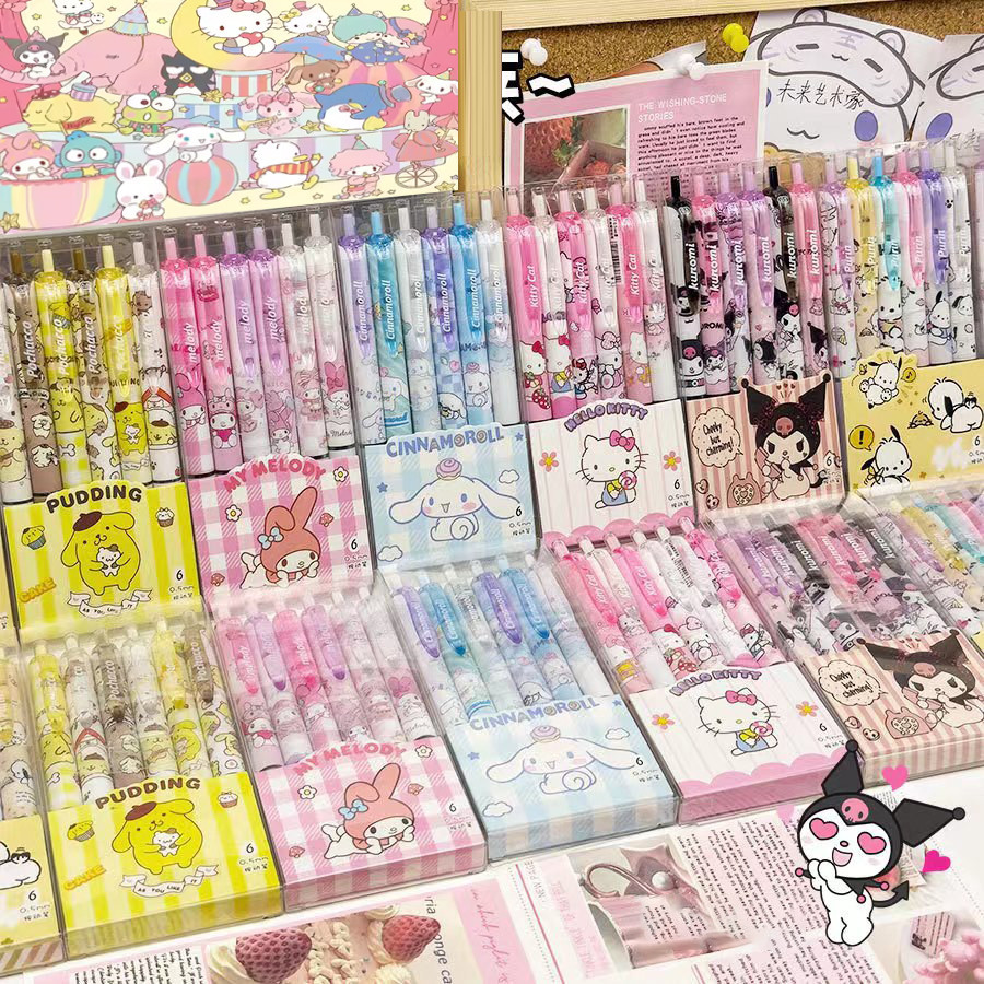 Jual BEST! PULPEN GEL 0,5 MM 1 SET ISI 6 PCS MOTIF KARAKTER SANRIO LUCU ...