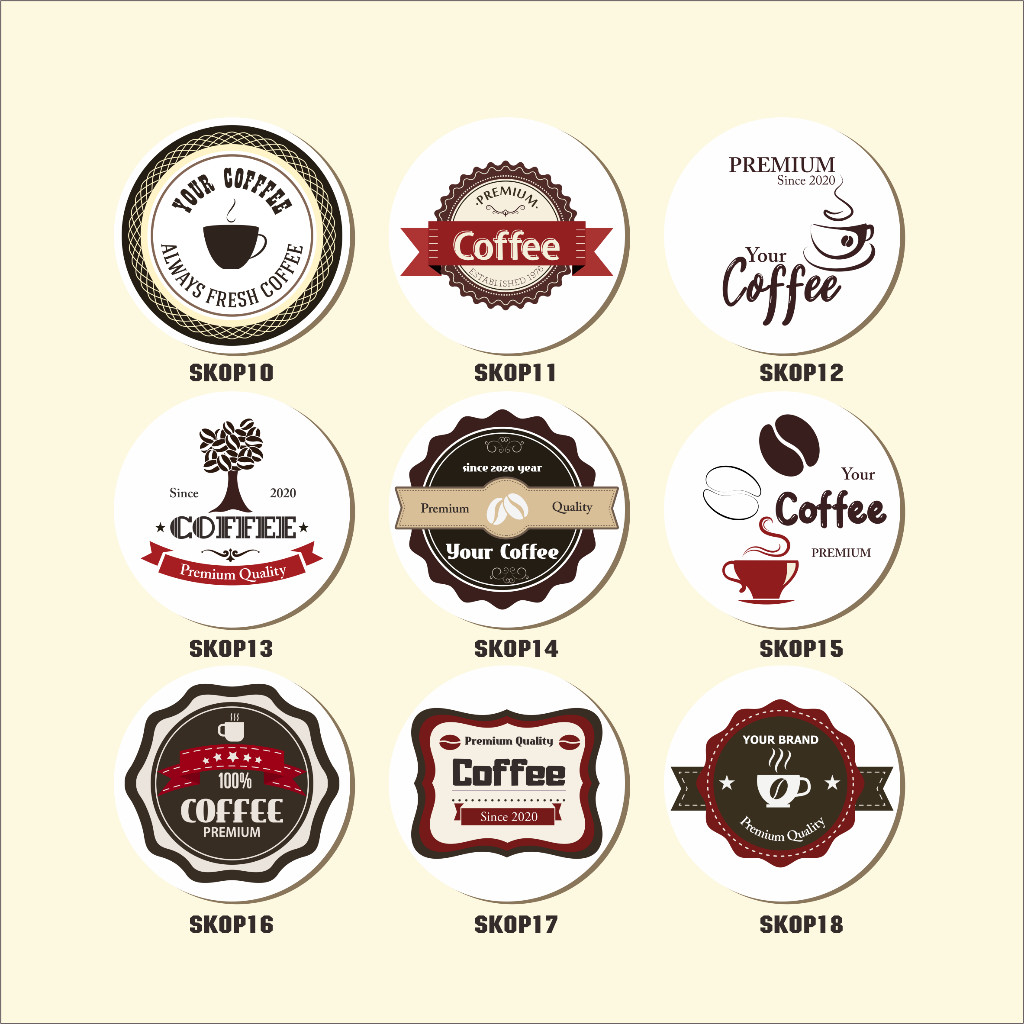 Jual ZAF 2-4 Cetak Sticker Label Minuman Murah Tema Kopi Stiker Kemasan ...