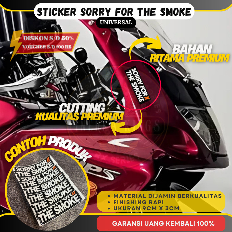 Jual Stiker Sticker Brand Logo SORRY FOR THE SMOKE Kiss Cutt Hologram ...
