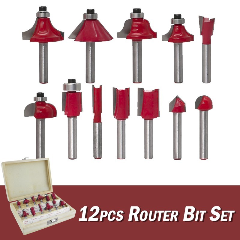 Jual Router Bit Set Mata Mesin Profil 12 Pcs 1/4