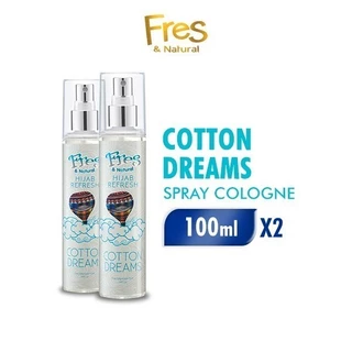 Fres & Natural Spray Cologne Hijab Refresh Cotton Dreams Botol 100 ml x2