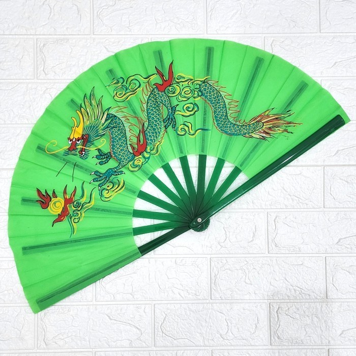 Jual Kipas besar wushu tai chi taiji silat kungfu hijau naga bahan ...