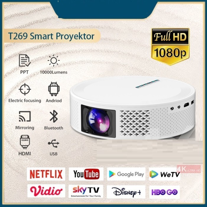 Jual SMARTCOM T269 Smart Projector Mini Android OS 450ANSI 10000 Lumens ...