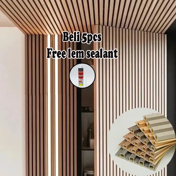 Jual WA WPC Wood Panel Ukuran 290cm Wallpanel PVC Motif Kayu Kisi Kisi ...