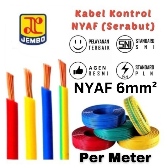 Jual JEMBO CABLE NYAF Ukuran 6mm Full Tembaga Untuk Kabel Listrik Rakit ...