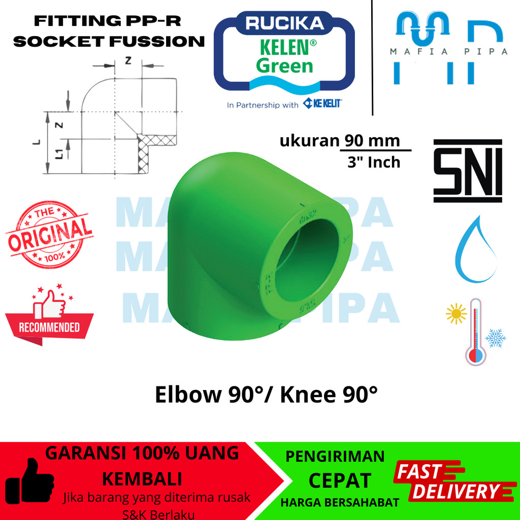 Jual Fitting PPR Elbow 90° 90 mm | Knee 90 mm ~ 3