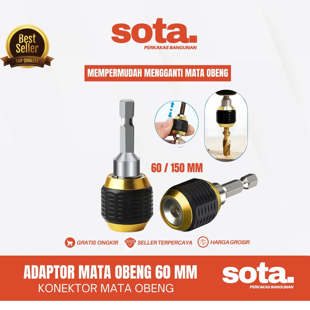 Jual Adaptor Konektor Bor Quick Change Hexagonal 60mm SOTA untuk Mata ...