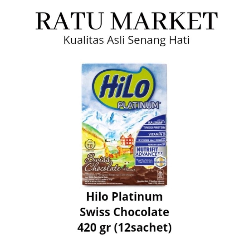 Jual HILO PLATINUM SWISS CHOCOLATE 420 GRAM SUSU TINGGI KALSIUM (EXP ...
