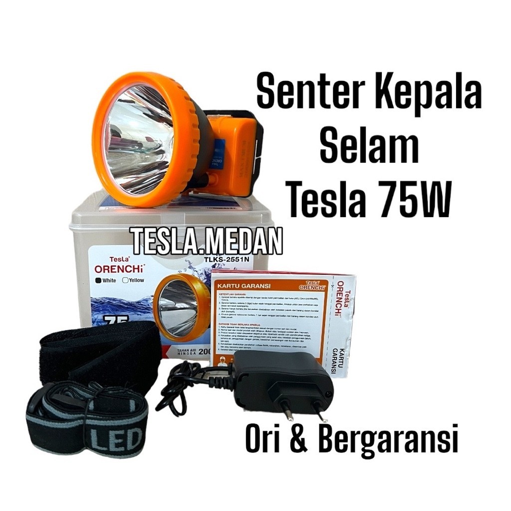 Jual Tesla Senter Kepala Tesla Cas 75WATT menyelam tahan hingga ...