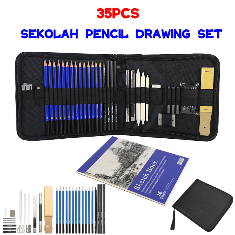 Jual Loooopy 35pcs Set Sketch Pencil Pisau Penghapus Dan Pensil Gambar