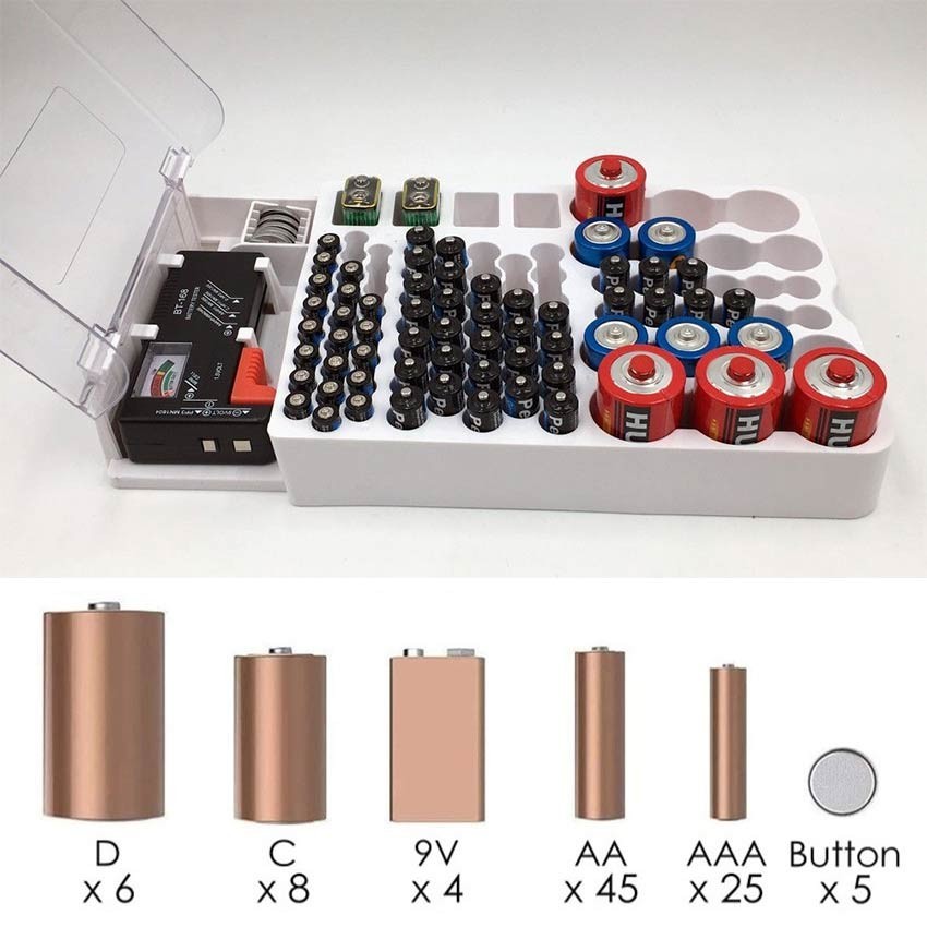 Jual Battery Organizer Holder/ 93 Grid Batteries Storage Containers Box ...