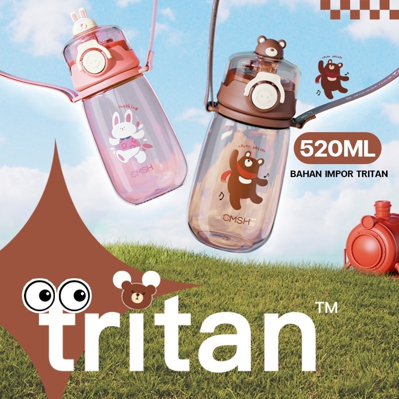 Jual CMSH 0516 Kids Tritan Bottle 500ml With Strap Dan Sedotan Botol ...