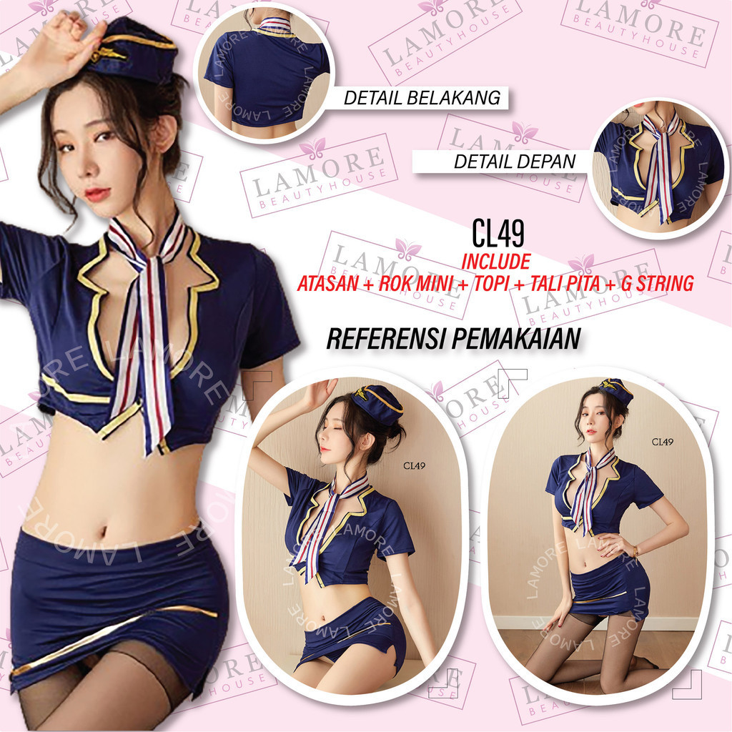 Jual Sexy Lingerie Kostum Cosplay Pramugari Baju Tidur Wanita Dewasa