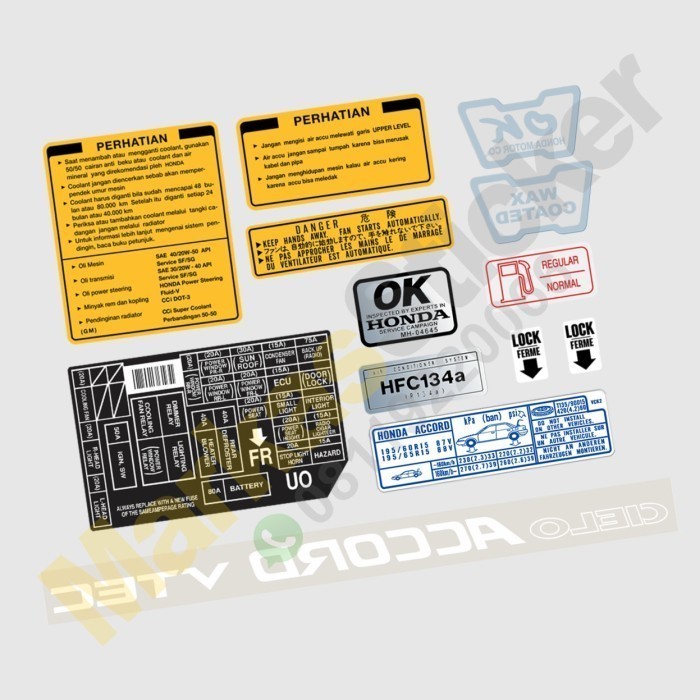 Jual Honda Accord Cielo Stiker Variasi Sticker Peringatan Detail ...