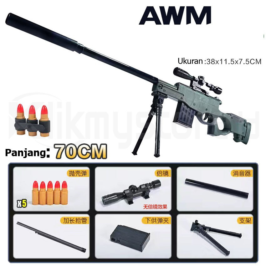 Jual FK79UI AWM Mainan Rifle Shell Ejecting Soft Bullet Toy Edukasi ...