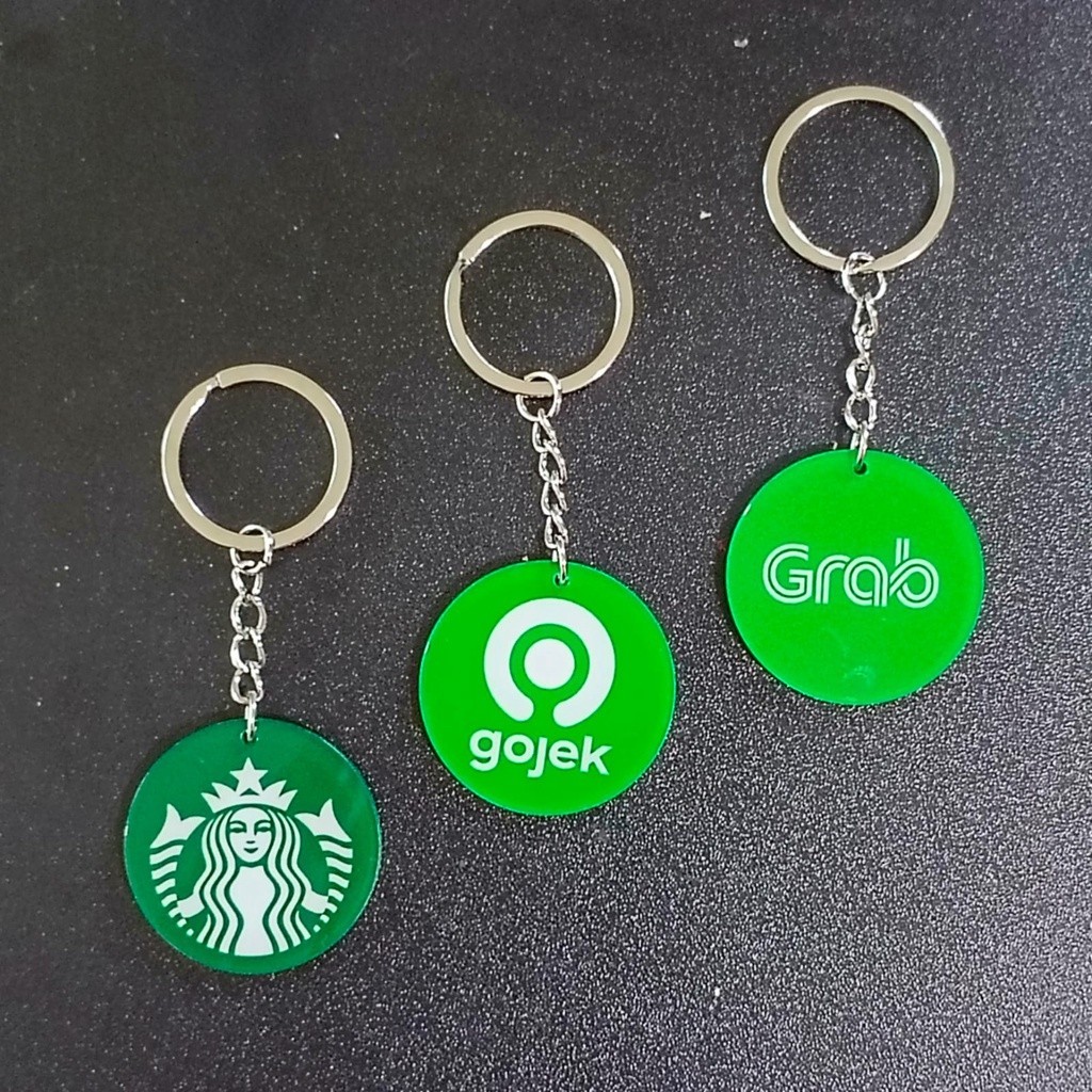 Jual Keychain Logo Starbucks Coffee Grab GOJEK Gantungan Kunci Akrilik ...