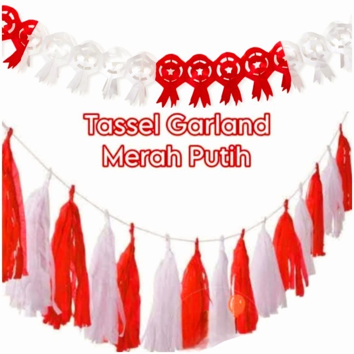 Tassel Merah Putih Garland Tarik Lampion Kertas Rumbai Dekorasi Hari Kemerdekaan 17 Agustus Tinsel S Harga Grosir Termurah
