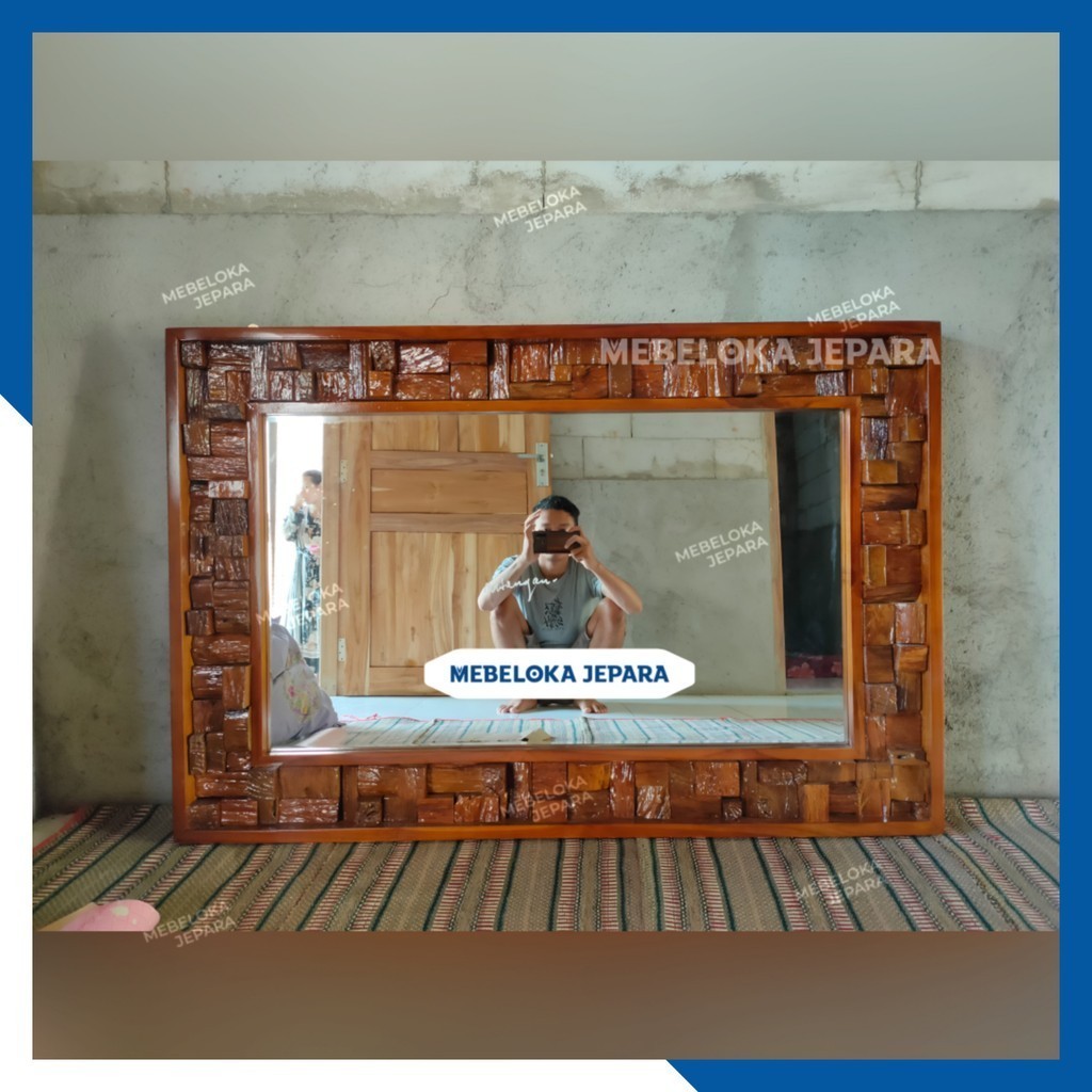 Jual Figura cermin dinding kayu jati klasik rustic. Frame cermin ...