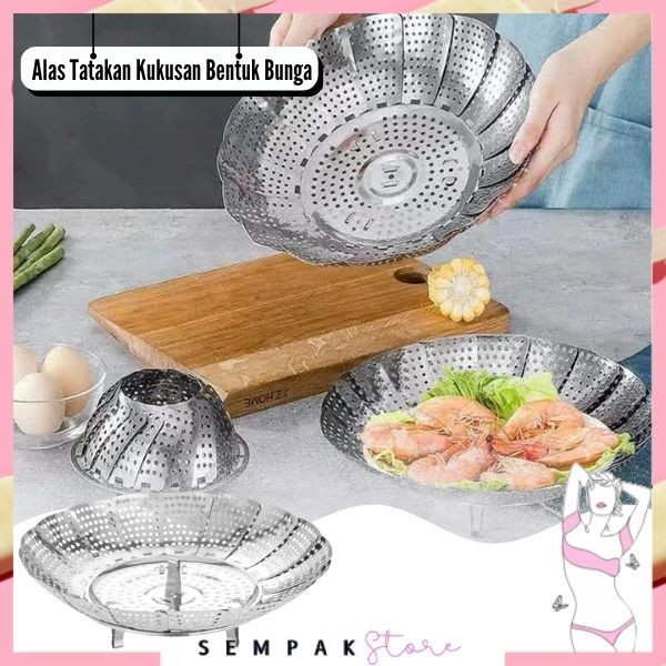 Jual Ss Alas Tatakan Kukusan Bentuk Bunga Fleksibel Steamer Stainless Multifunctional