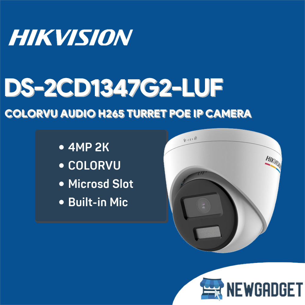 Hikvision DS-2CD1347G2-LUF 4MP POE Turret Camera - Full Color, 2.8mm Lens, Built-in Mic (ColorVu) 1 thumbnail image