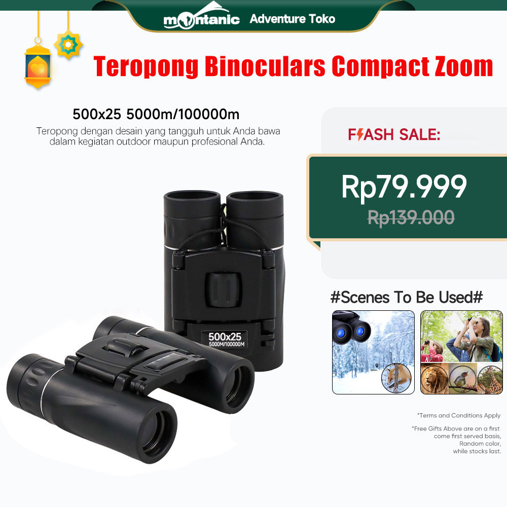 Teropong Binoculars Compact Zoom 500x25 5000m/100000m Teropong Outdoor Professional Wide-Angle Telescope Zoom 500x25 Teropong Binocular Outdoor Magnification 500x25 - Long Range