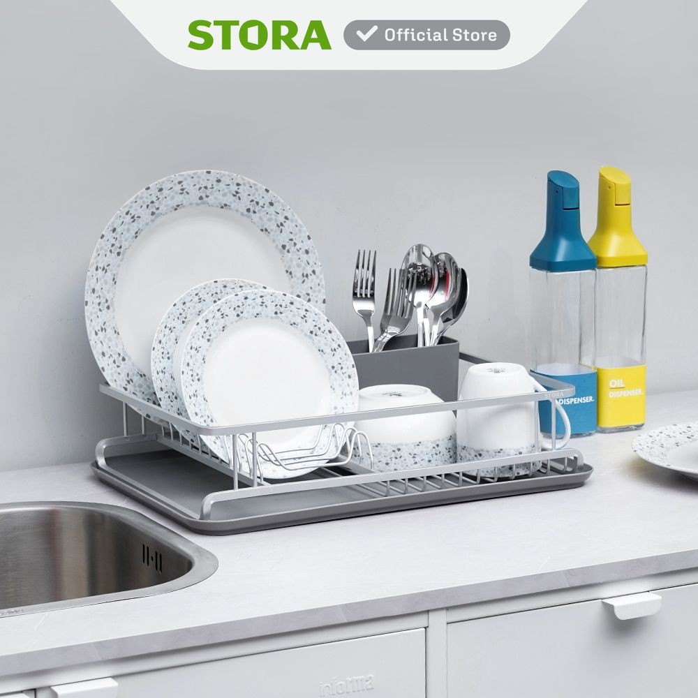 Jual Stora Haris Rak Piring Aluminium - Abu-Abu Dish Rack Tempat ...