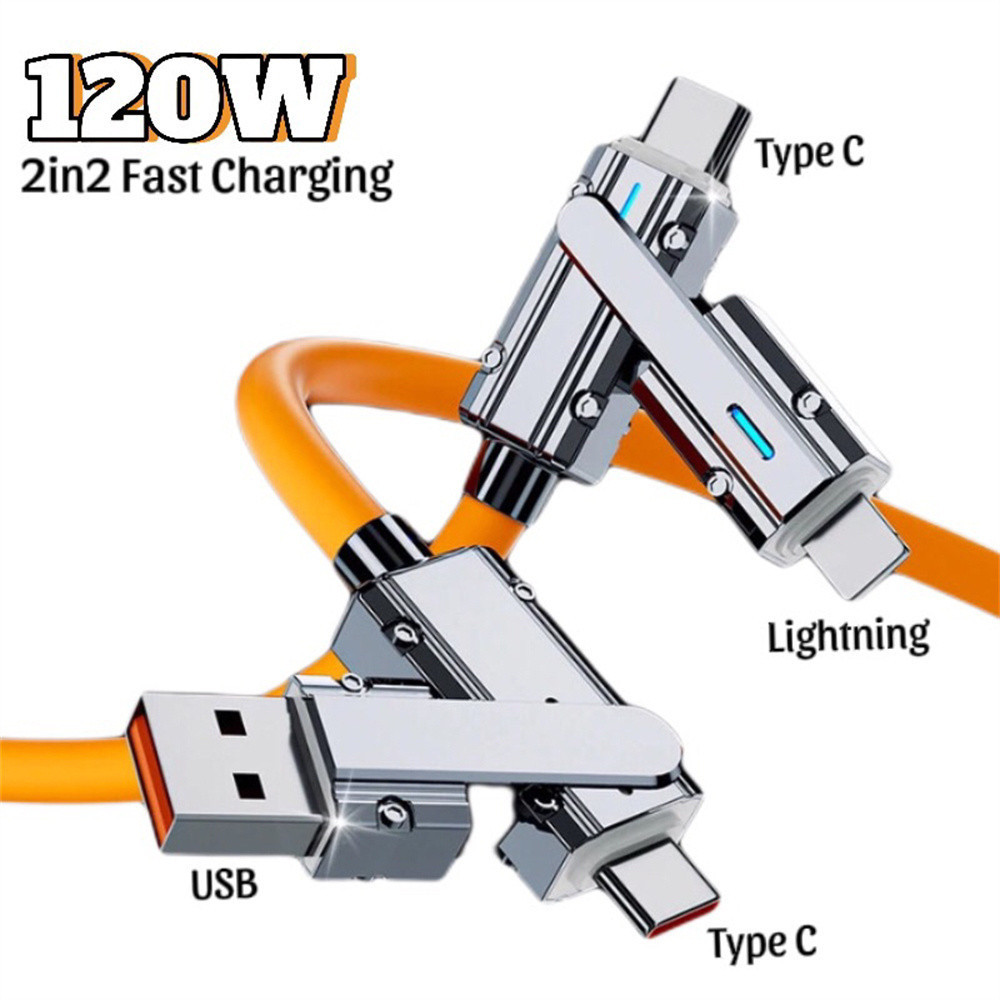 Jual 120W Fast Charging Type C 2 in 2 Zinc Alloy USB Cable Casan iPhone