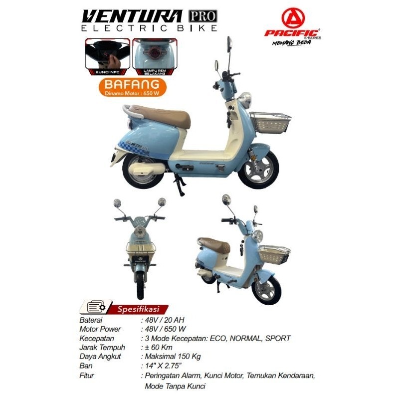 Sepeda Listrik Pacific Ventura Pro Varian Terbaru Murah Original Bergaransi Resmi